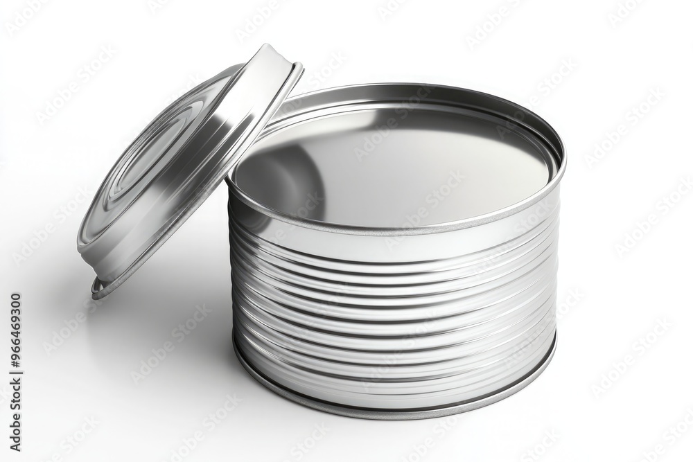 An open tin can with the lid pulled back to reveal an unrendered An open tin can with the lid pulled back to reveal an unrendered