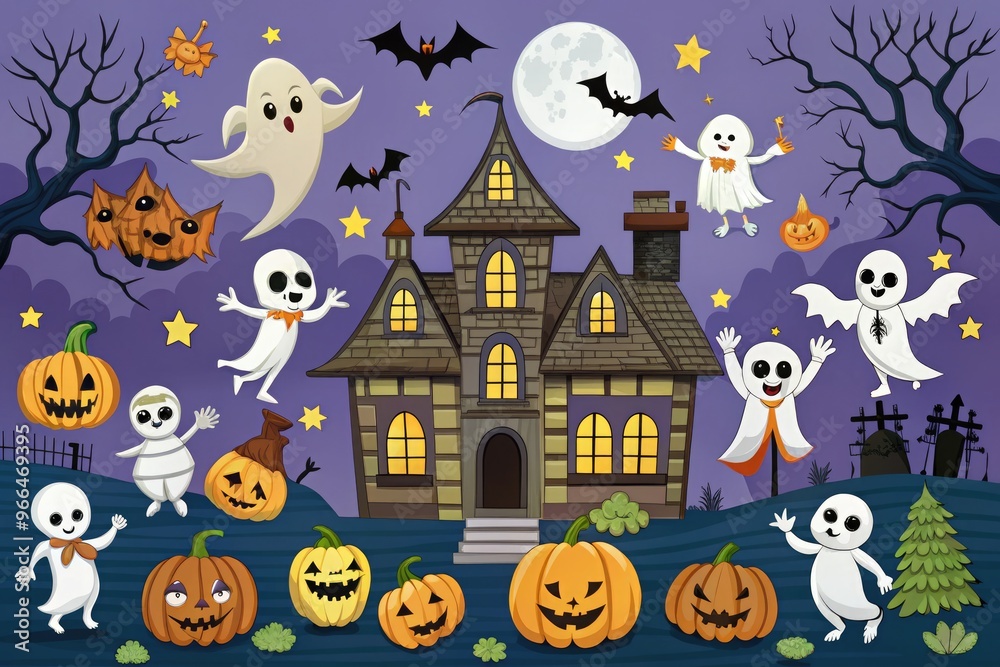 Spooky Clipart Featuring A Collection Of Frightening And Mysterious Images Including Ghosts, Skeletons, Bats, And Haunted Houses. Spooky Clipart Featuring A Collection Of Frightening And Mysterious Images Including Ghosts, Skeletons, Bats, And Haunted Houses.