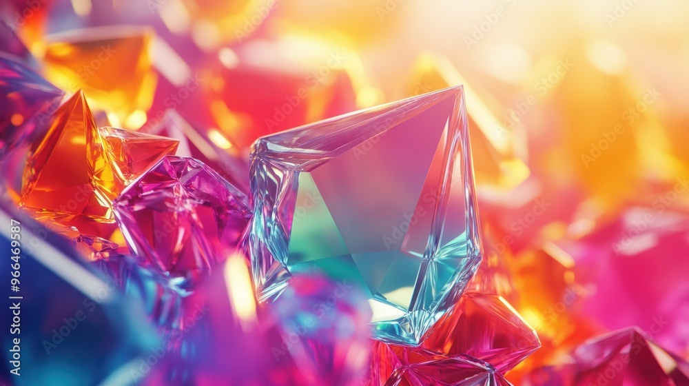 Crystalline Abstract: A Symphony of Colors and Shapes Crystalline Abstract: A Symphony of Colors and Shapes