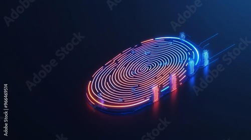 Stylized fingerprint integrating AI neural networks, AI security, biometric innovation