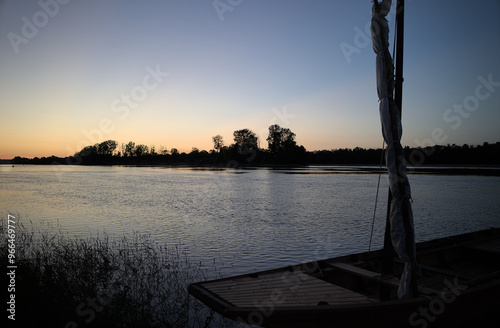 Sunset by the French river Loire  photo