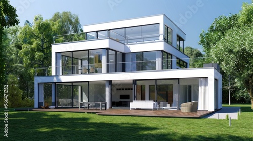 Modern House with Deck and Glass Walls