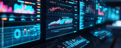 Wallpaper Mural Cyber analyst, augmented reality graphs, interactive data charts, ultra-modern office Torontodigital.ca