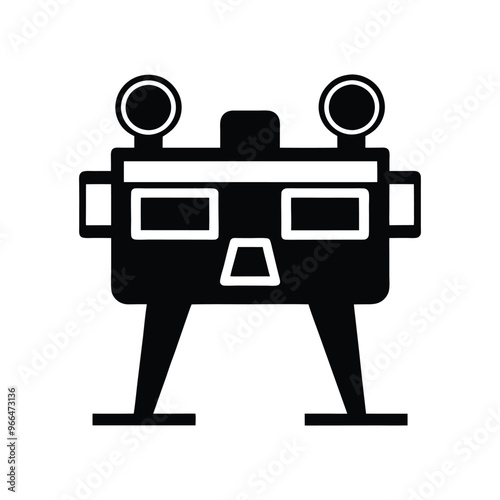 Stereoscope silhouette black vector art , Photographer silhouette vector art illustration.