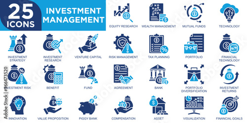 investment management, investment, business, finance, management, financial icon set. Outline icons collection. Simple vector illustration