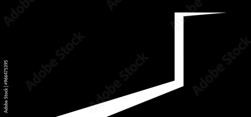 Door light, open room, doorway concept on dark background, entrance house, exit home, white way bg. Black one silhouette. Cartoon vector illustration