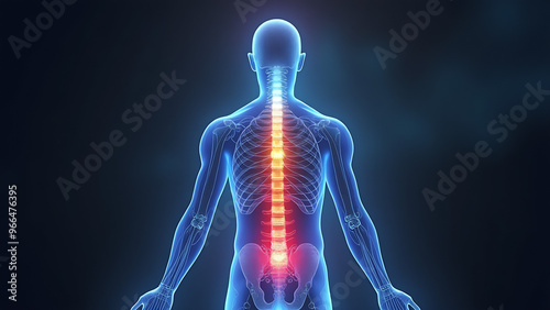 3d rendered illustration of a person, Digital illustration of the chakras and energy points on backbone