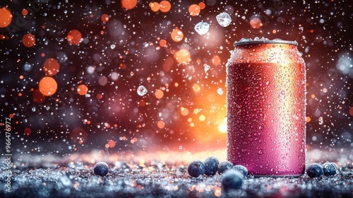 soft-drink can with berry sparkling water