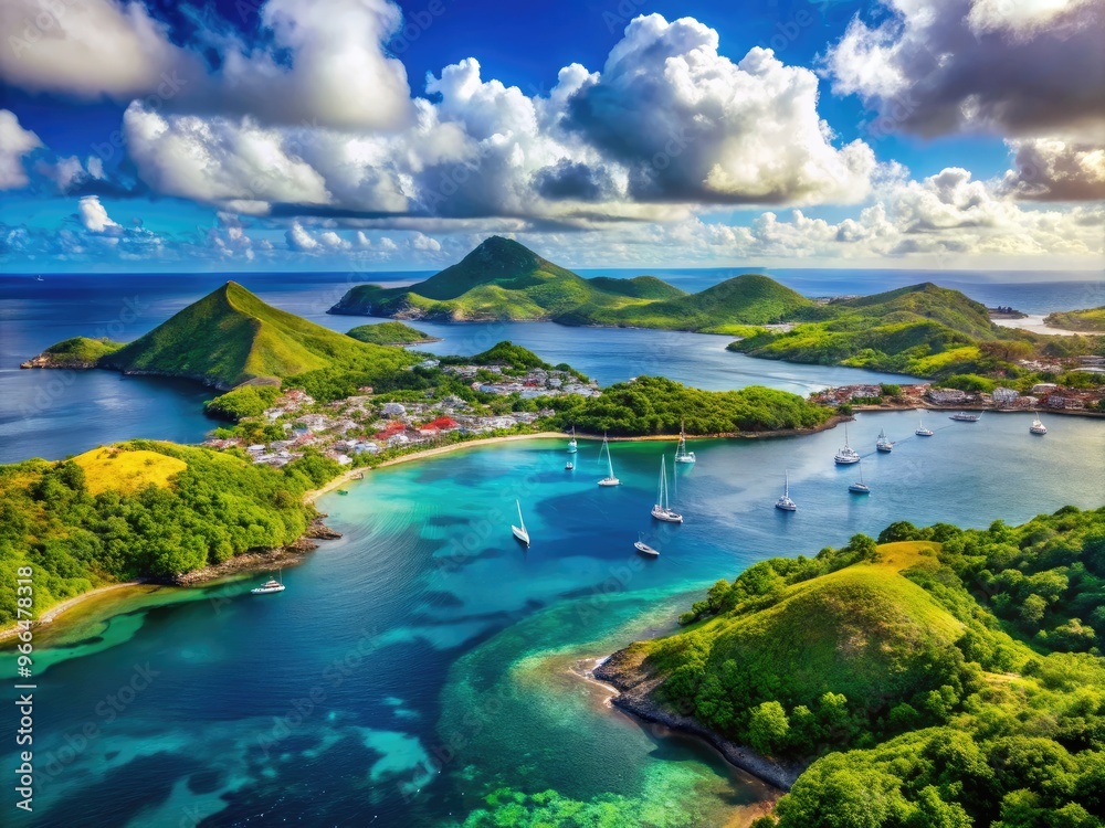 Vibrant colors highlight the Caribbean Sea and its surrounding islands ...