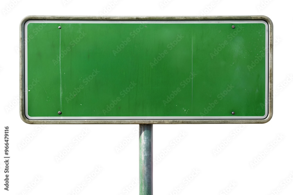 Blank Green Road Sign Isolated on White Background