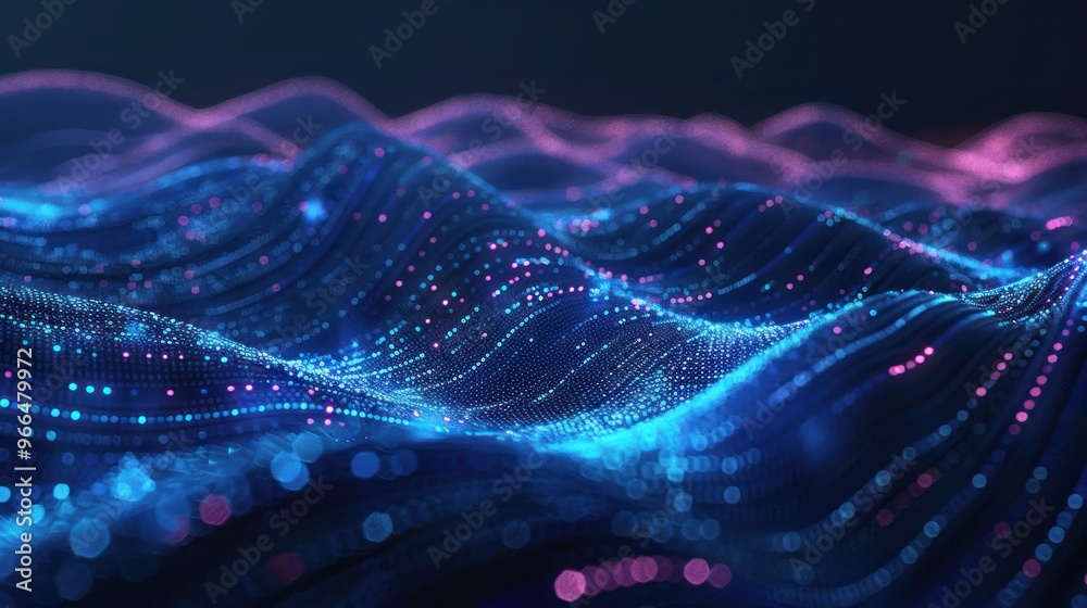 Abstract Digital Landscape with Neon Lights Abstract Digital Landscape with Neon Lights
