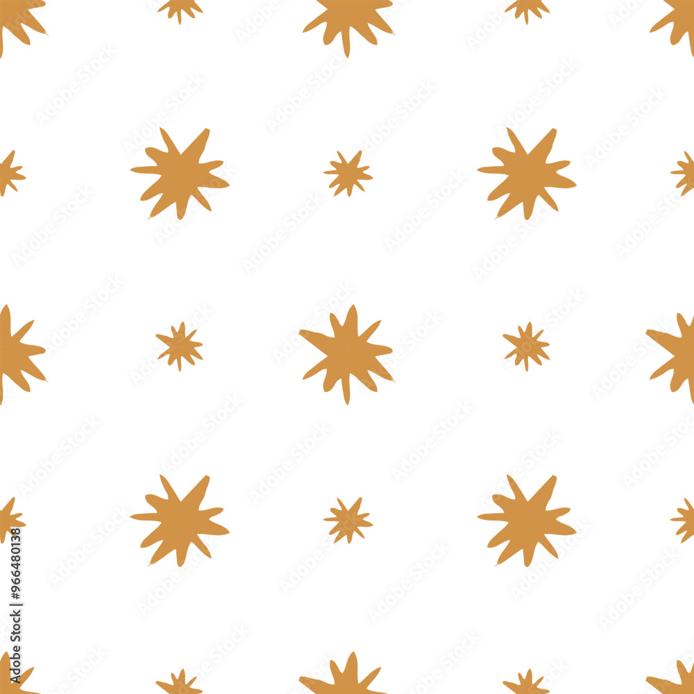 Seamless abstract geometric pattern with doodle hand drawn stars, golden color. Christmas gift wrapping paper texture. Hand drawn vector background. Seamless abstract geometric pattern with doodle hand drawn stars, golden color. Christmas gift wrapping paper texture. Hand drawn vector background.