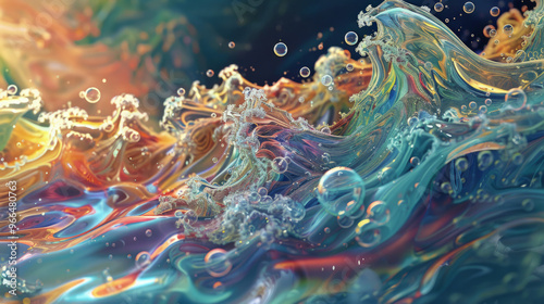 Abstract forms: Free-flowing forms resembling bubbles or waves that give the background an artistic style. photo