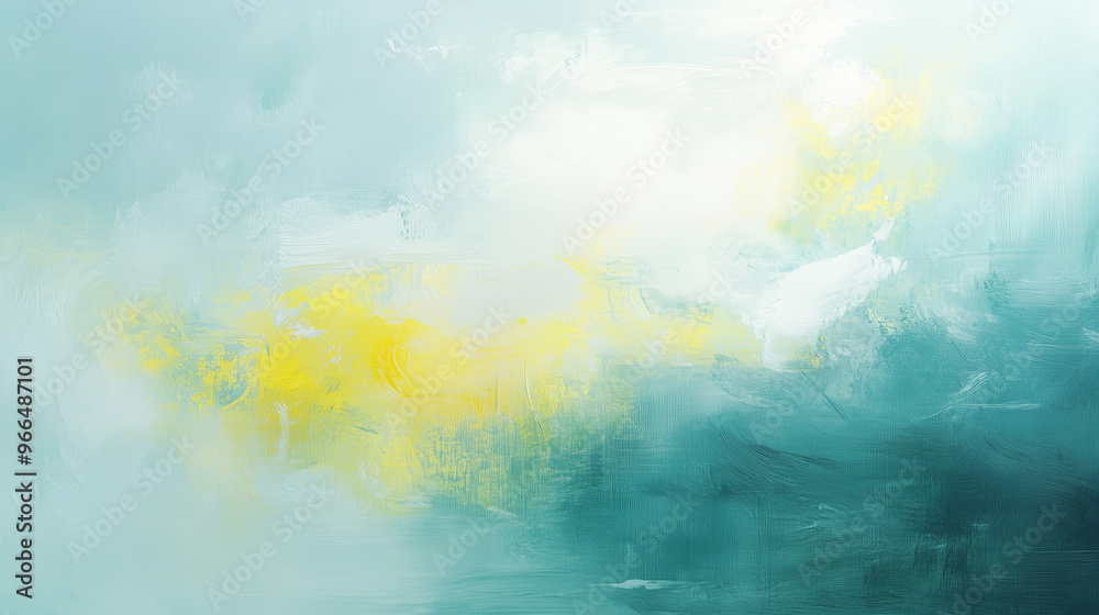 Fototapeta premium Abstract watercolor in teal and yellow, soft gradient artistic background with copy space