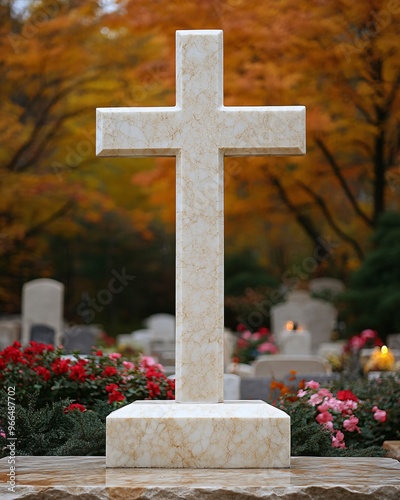 cross in the cemetery on All Saints Day