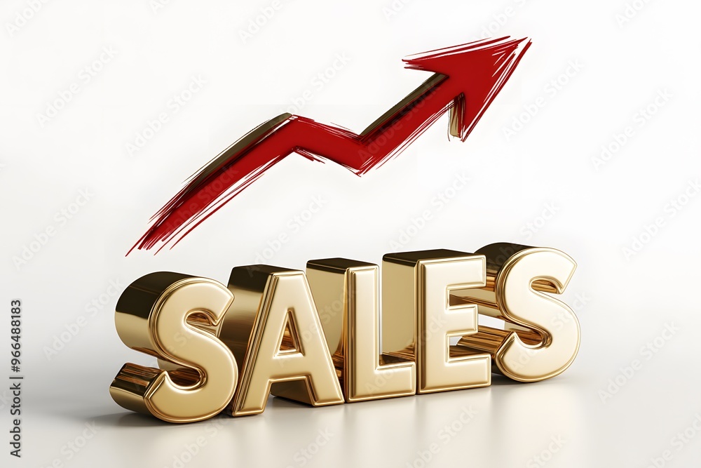 Sales growth represented by a rising red arrow graphic. Sales growth represented by a rising red arrow graphic.