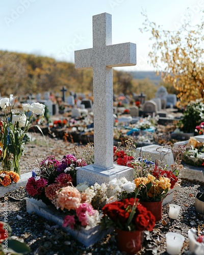 cross in the cemetery on All Saints Day