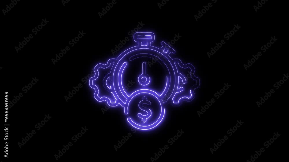 Glowing neon line Efficiency icon isolated on black background. HD Video motion graphic animation Glowing neon line Efficiency icon isolated on black background. HD Video motion graphic animation