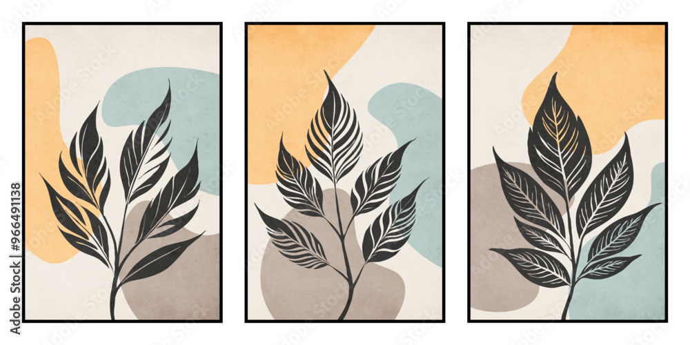 Set of 3 Printable botanical illustration. Rustic style home decor, wall decoration, picture in the frame. Grunge, vintage illustration. Set of 3 Printable botanical illustration. Rustic style home decor, wall decoration, picture in the frame. Grunge, vintage illustration.
