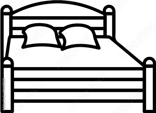 Bed illustration, furniture design, good sleep, simple silhouette style