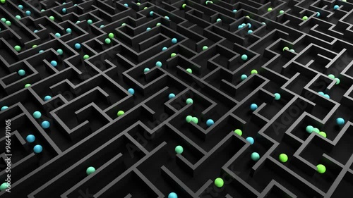 maze multiple solutions quantum computing. Can be used to represent supercomputer qubit, geometric satisfying animation or artificial intelligence brainstorming cyberspace