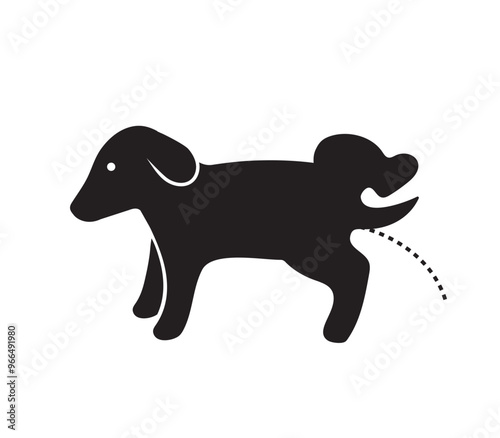 Vector icon of a peeing dog