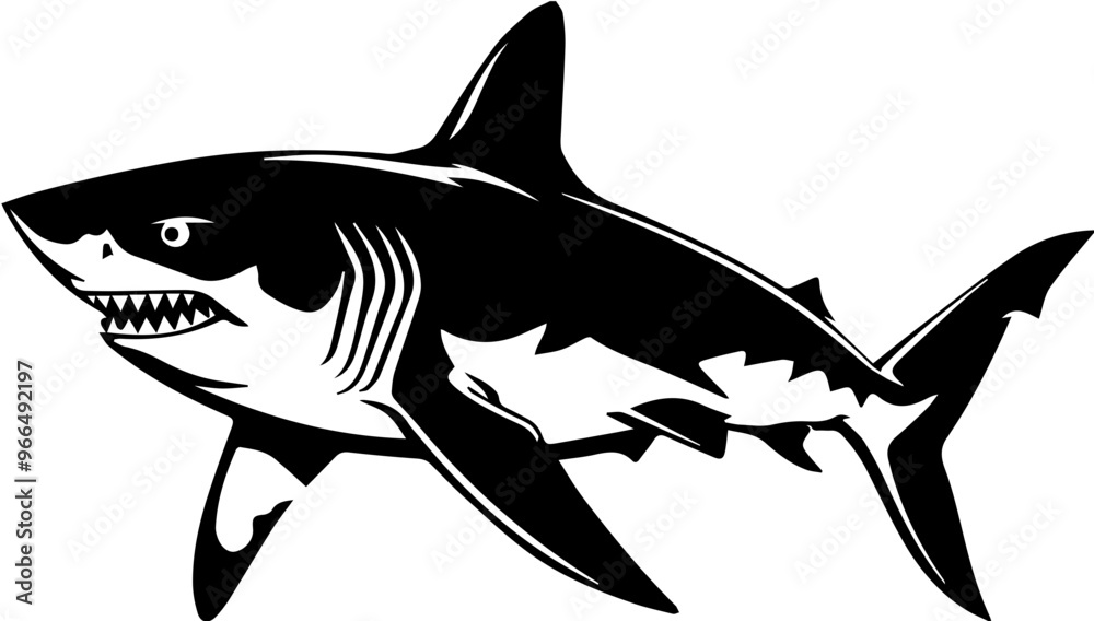 Fototapeta premium Shark Icon: A simple representation of a shark symbolizing an ocean predator.