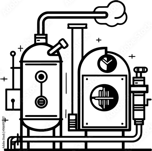 Steam engine, industrial revolution, machinery icon