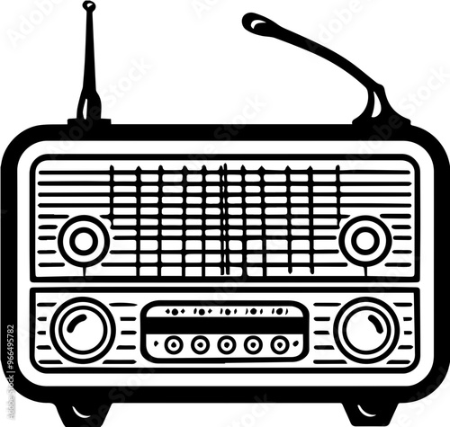 Radio icon, vintage, broadcast symbol image
