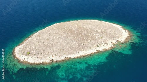 Aerial Drone View of Islet Vlaka, Pakleni Otoci Near Hvar photo