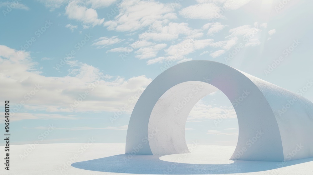Minimalist White Archway Against a Blue Sky Minimalist White Archway Against a Blue Sky