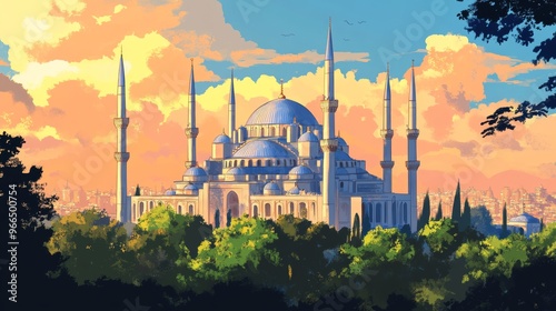 soltan ahmed mosque illustration  photo