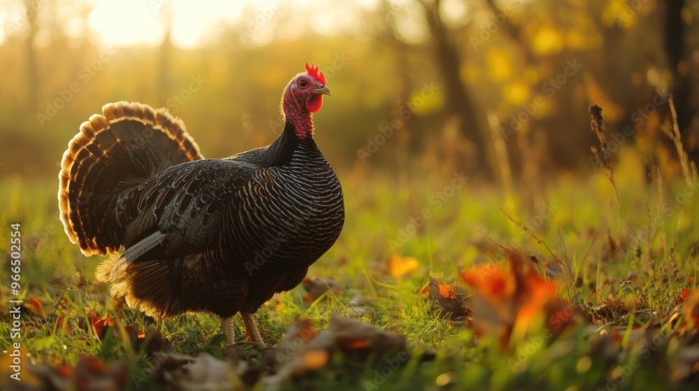 Fototapeta premium Wild Turkey in Autumnal Forest