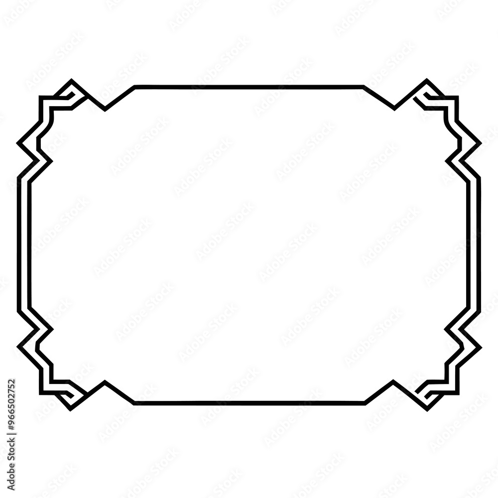 A black outline frame with an elegant design surrounds an empty white space A black outline frame with an elegant design surrounds an empty white space