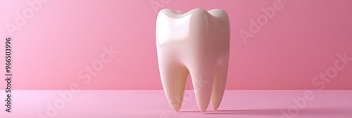 3D rendered illustration of a single, perfect, white, healthy, isolated tooth on a pink backdrop