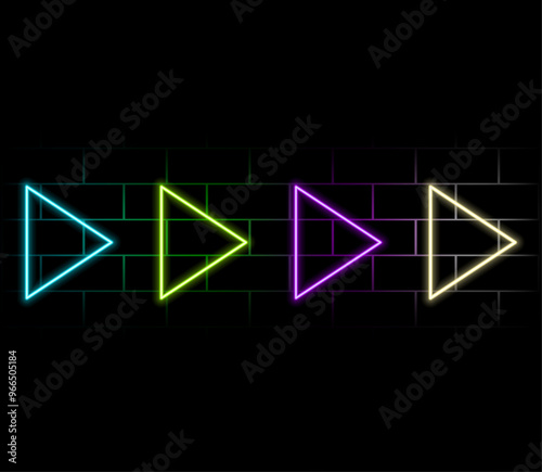 AI chip and two recycle digital arrows. Abstract digital AI processor in low poly wireframe with neon blue lights effects. Technology background. Artificial Intelligence concept. Vector illustration.