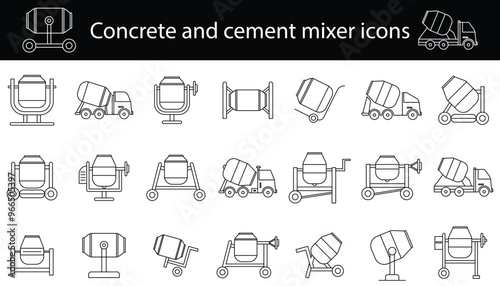 concrete and ciment mixer icons