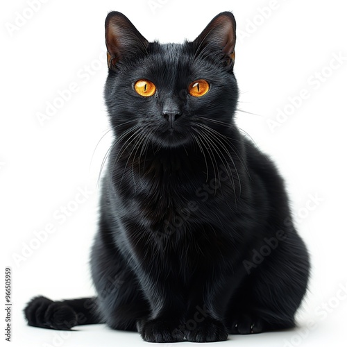 Black Cat Portrait with Orange Eyes