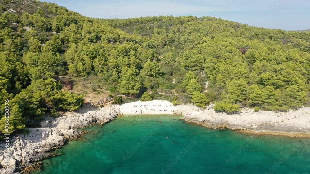 Serene aerial view of Robinson Beach, Hvar Serene aerial view of Robinson Beach, Hvar