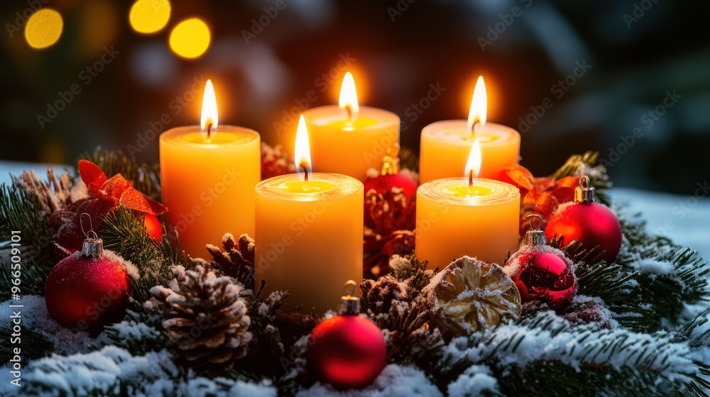 Advent Wreath with Burning Candles