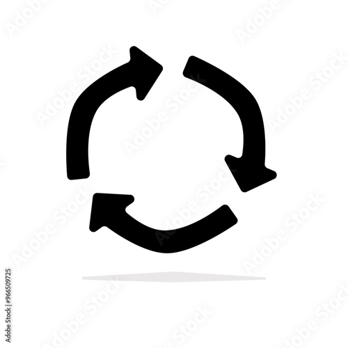 Recycle. 3 Steps arrows in the form of process, circulation, repetition, steps, sync, rotation, load, iteration, moving, reusable, continuous, cycle, direction, and steps. Recycle bold style
