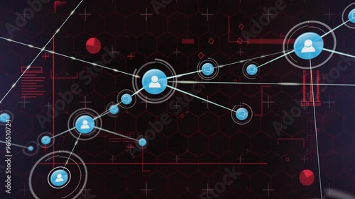 Wallpaper Mural Animation of network of connections with people icons over black background Torontodigital.ca