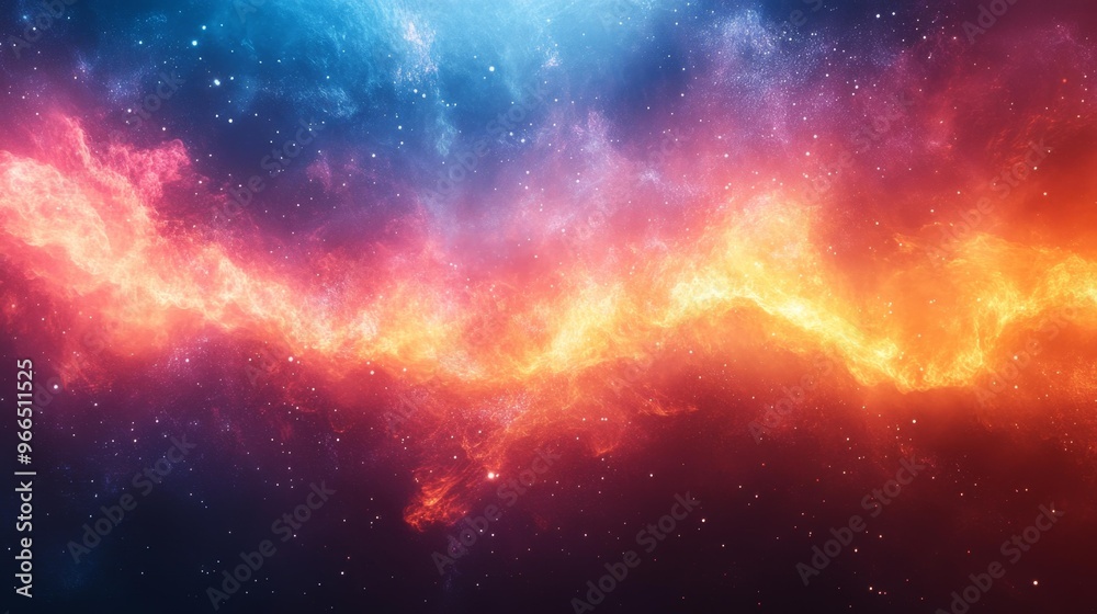 Fototapeta premium Vivid Galaxy with Pink and Orange Cosmic Clouds Generative AI