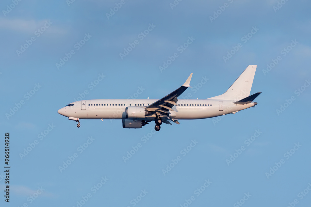 White passenger plane taking off in Antalya / Turkey White passenger plane taking off in Antalya / Turkey