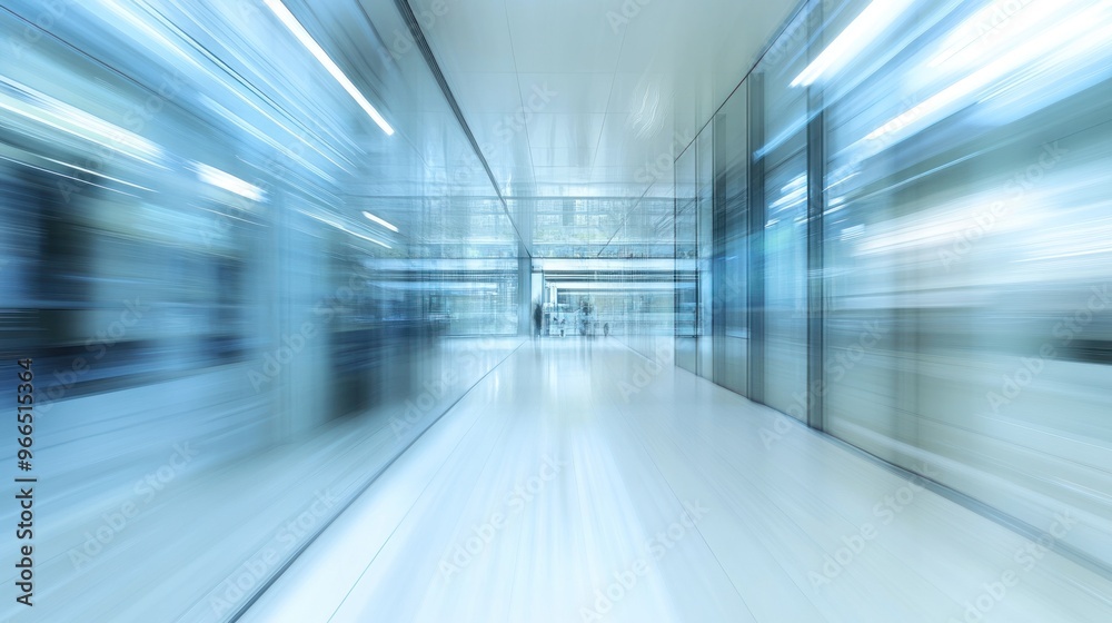 Fototapeta premium Abstract Motion Blur of a Modern Glass Office Hallway