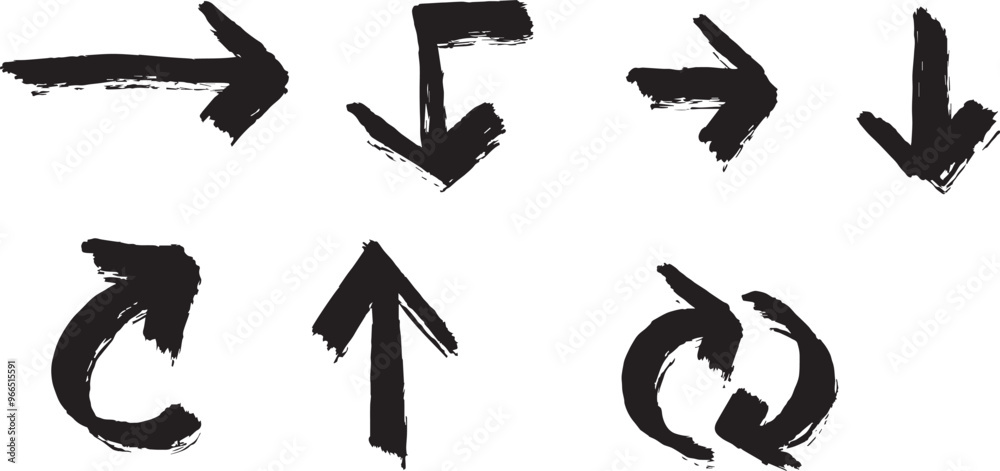Set of black arrows. Hand drawn. Vector Illustration Set of black arrows. Hand drawn. Vector Illustration