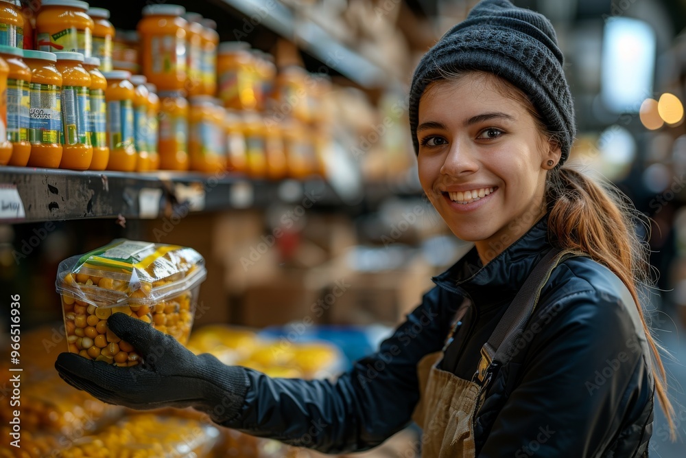 a food bank volunteer handing a small bag of groceries to a person with a grateful expression a food bank volunteer handing a small bag of groceries to a person with a grateful expression