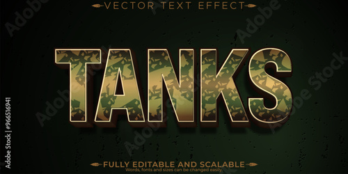 Tank editable text effect, editable army and war text style
