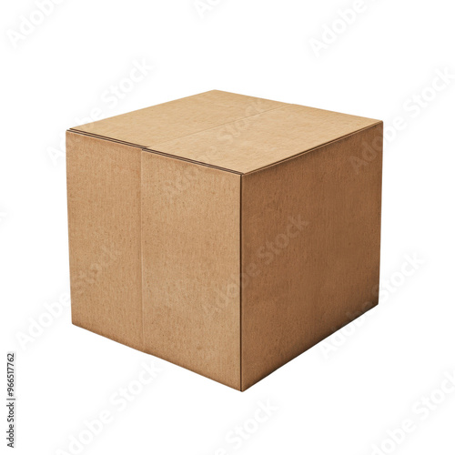 Plain brown cardboard box isolated on white background. Ideal for shipping, storage, or moving needs. Simple and versatile packaging solution.