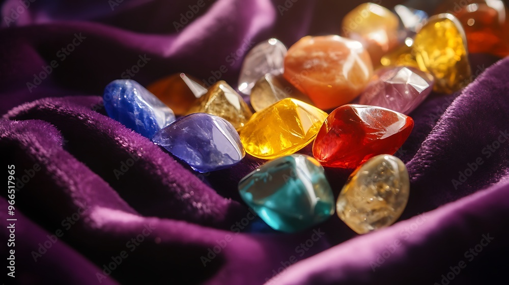 Sparkling Gemstones on Velvet Cloth - Luxurious Background with Shallow Depth of Field for Design Space Sparkling Gemstones on Velvet Cloth - Luxurious Background with Shallow Depth of Field for Design Space